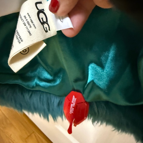 UGG Lianna Teal Real Leather Shearling Coat - Picture 4 of 5